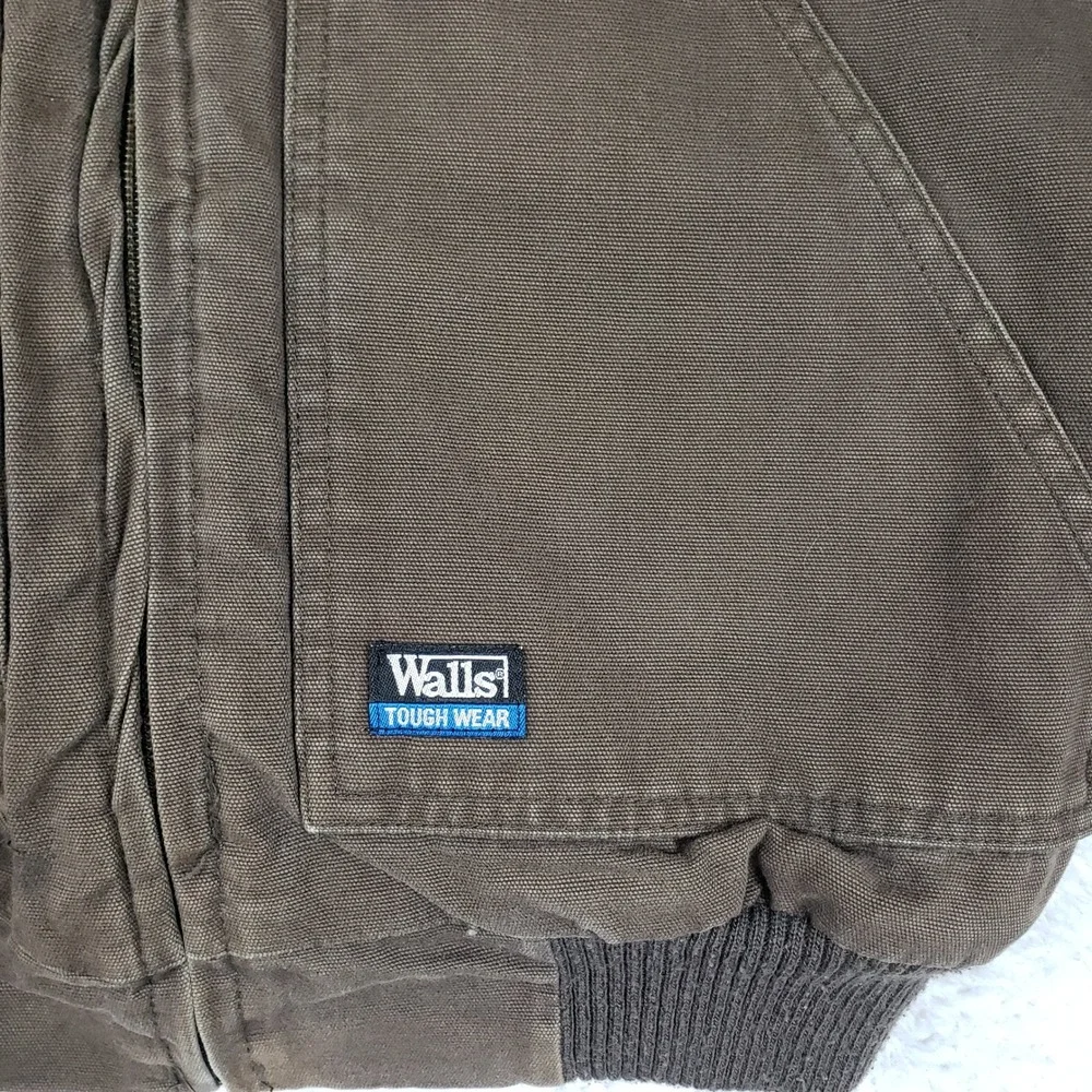 Walls Tough Wear Youth L 12-14 Brown Sherpa Lined Hooded Duck Canvas Work Jacket
